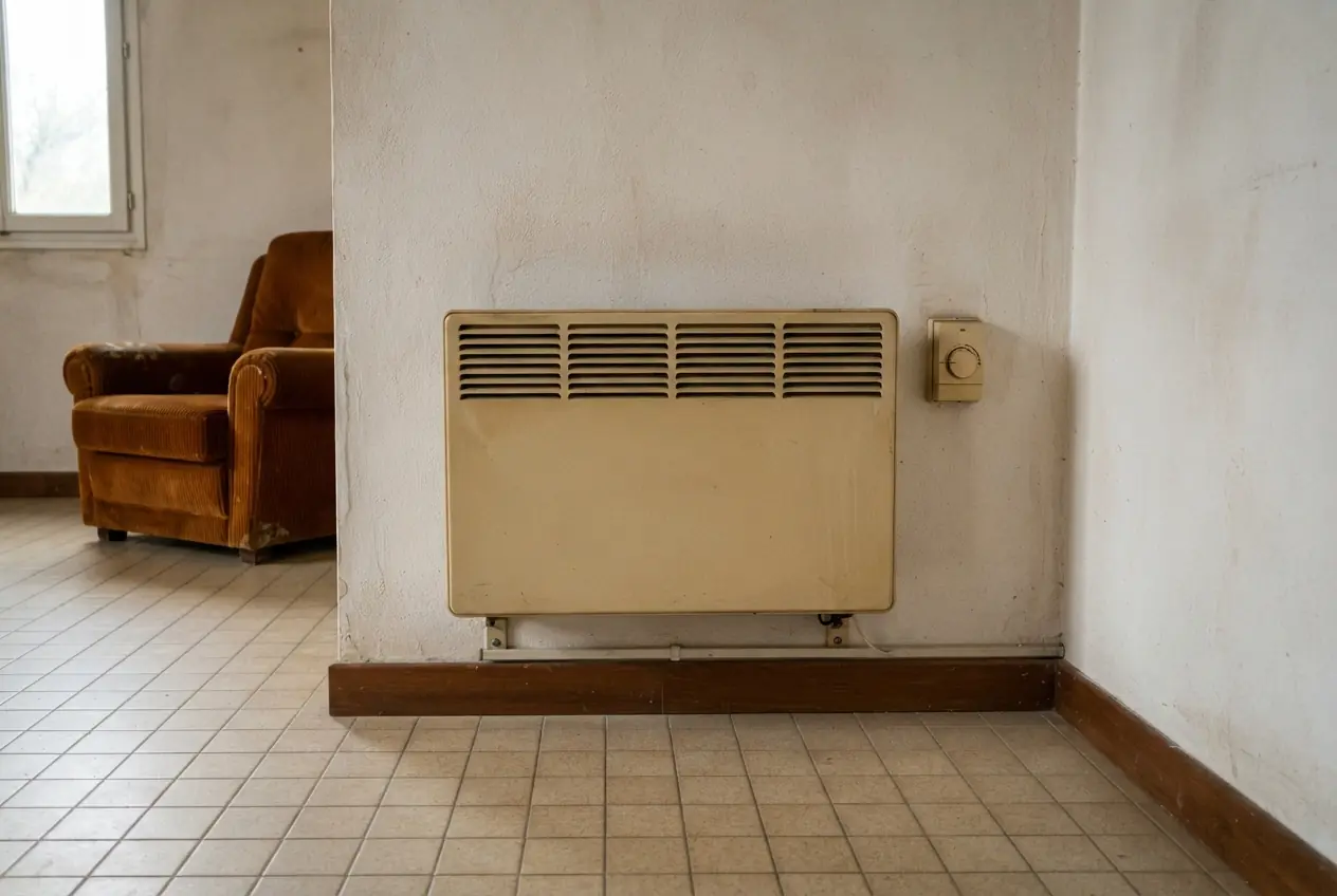 Ancien chauffage électrique et radiateurs vétustes dans une maison à Cavaillon avant le bilan thermique