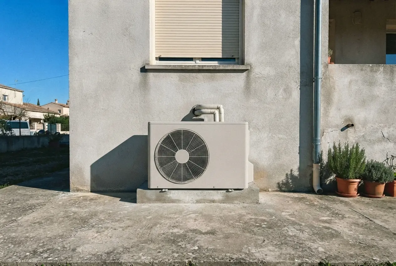 Pompe à chaleur air-eau installée avec unité extérieure à Cavaillon
